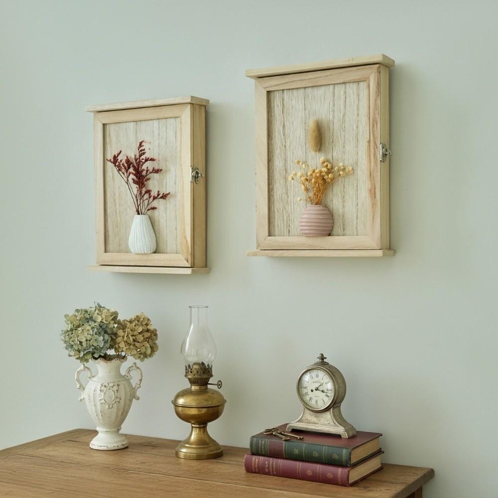 Square Cabinet Key Rack Wooden Key Hook Creative Entryway Storage Box  Dolls Storage