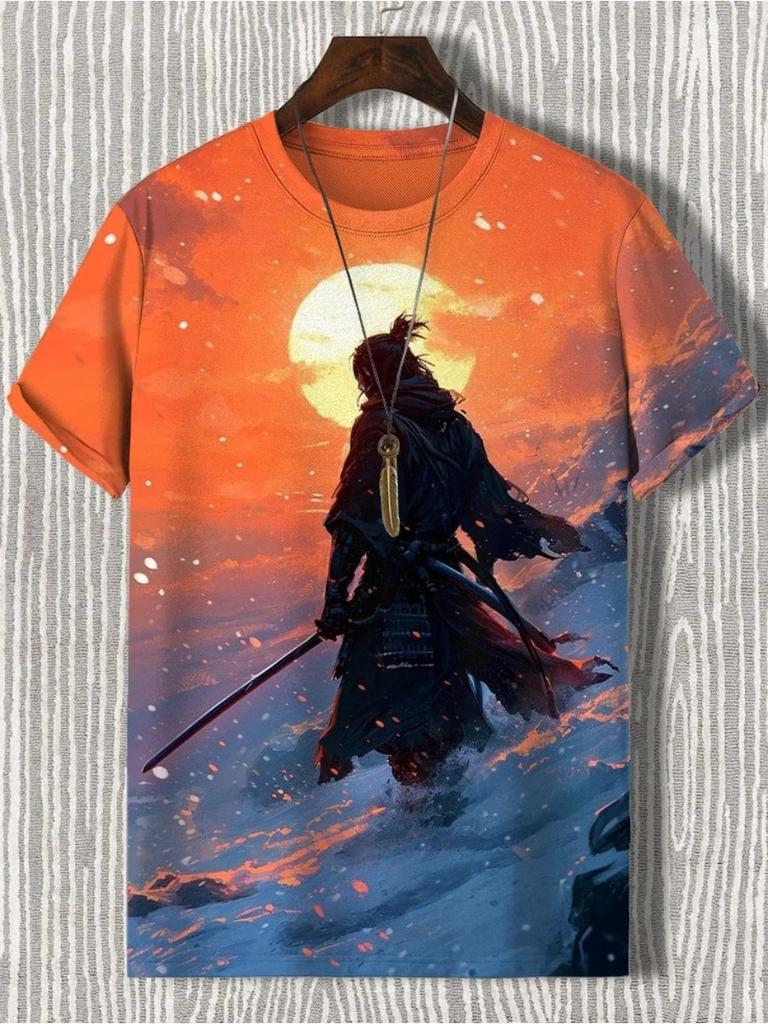 Ukiyo-e 3D Print T-Shirts Men's Summer Casual O-Neck Short Sleeve T Shirt Oversized Tees Harajuku Y2K Tops Men Clothing