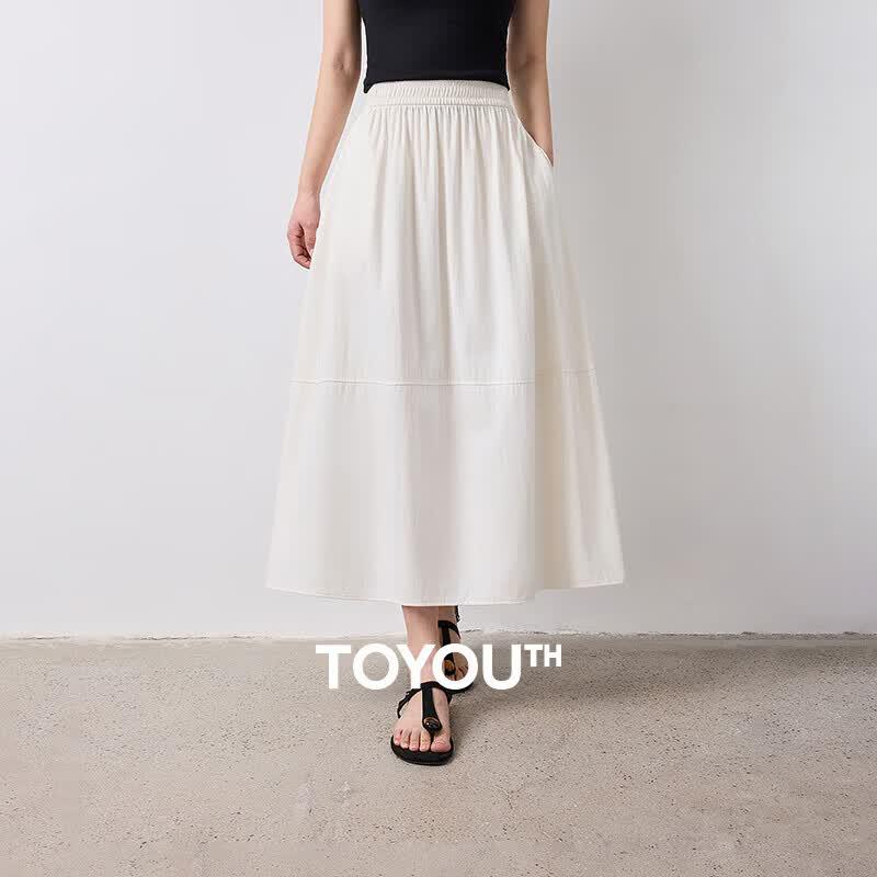 Chuyu Textured High-Waist A-Line Skirt L