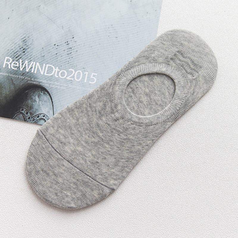 Men's Spring and Summer New Solid Color Cotton Silicone Non Slip Shallow Mouth Invisible Socks