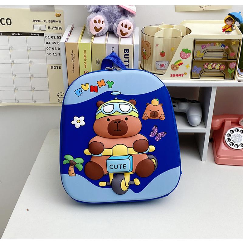1 Piece Hard Shell Waterproof Students Schoolbag Cute 12 Inch Capybara Backpack Cartoon Kapibala School Bag For Kindergarten
