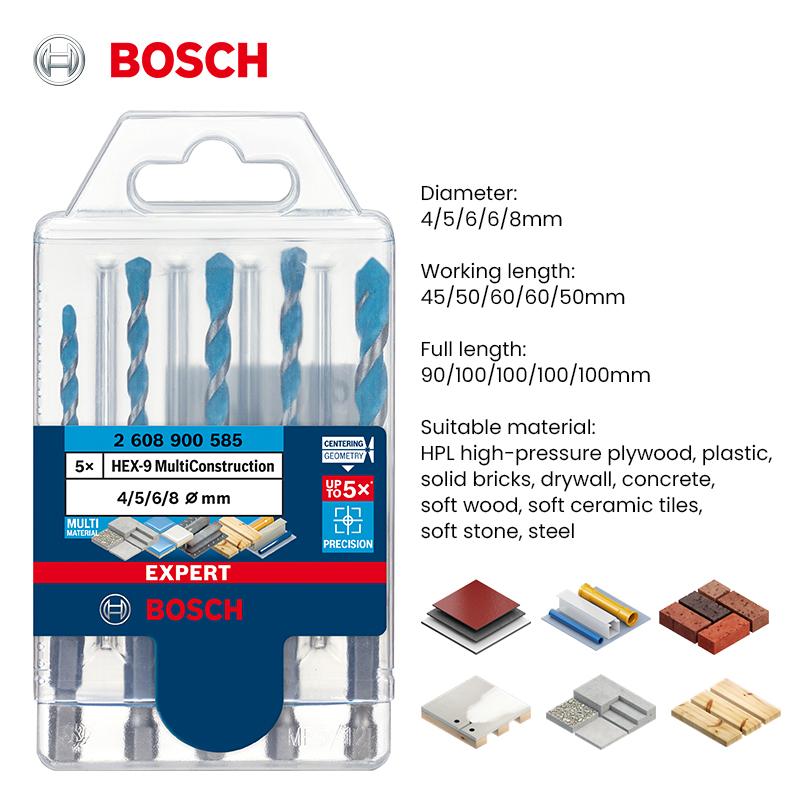 Bosch HEX handle Drill Bits EXPERT series HEX-9 Multi Construction Centering Geometry