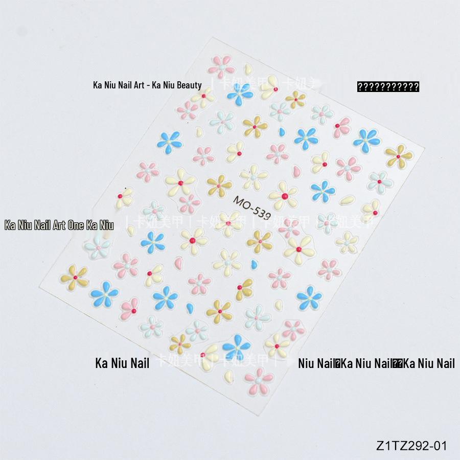 

3D Ice Flower Embossed Nail Stickers - Candy Color, Whitening, Sweet Hand-Painted Five-Petal Design