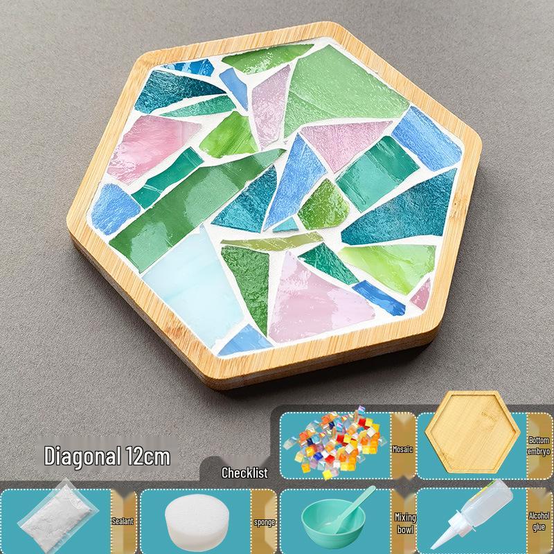 Handmade Glass Mosaic Cup Mat Pixel Puzzle DIY Kit - Educational Toy