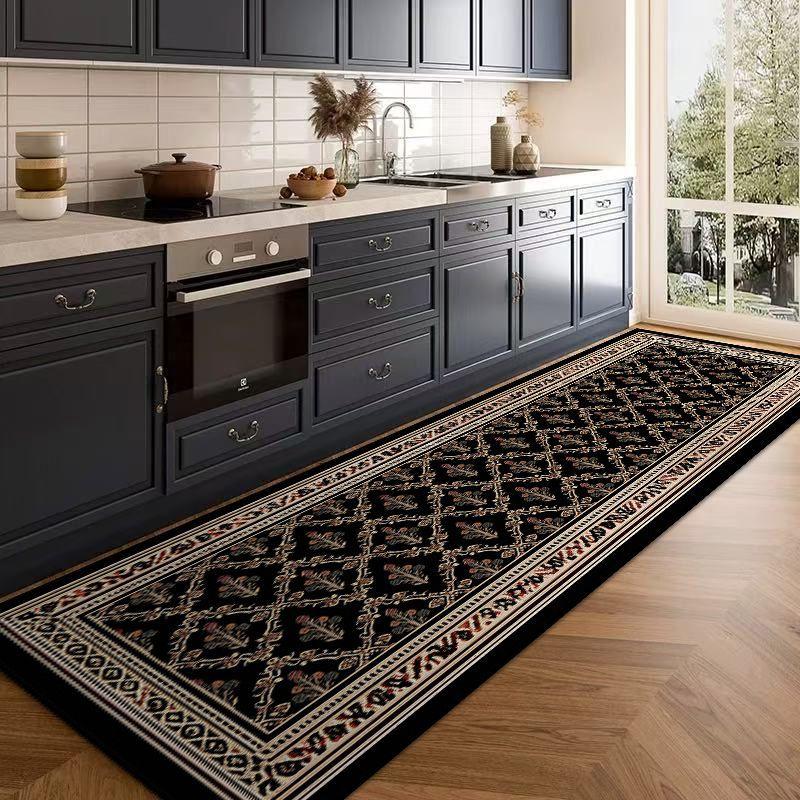 Kitchen Oil-Proof and Water-Proof Floor Mats, Household Washable, Long, Dirt-Resistant Luxury Diatomaceous Earth Carpets Home Decor