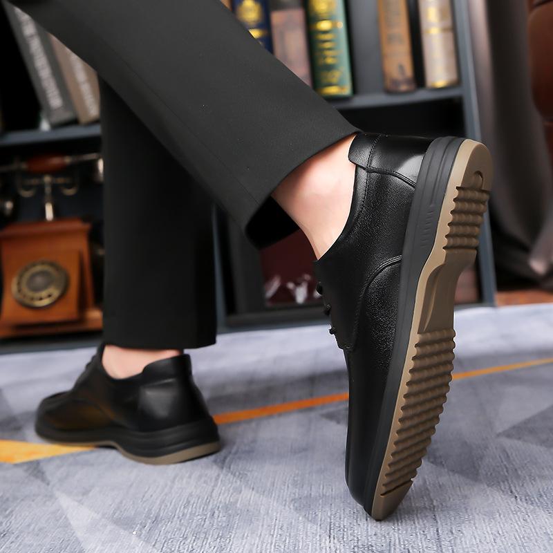 Pantofi pentru bărbați cu talpă cu tendon de vacă, din piele naturală, pantofi din piele de afaceri, respirabili, cu cap rotund, pentru bărbați, versatili, anti-alunecare, cu talpă moale, pantofi casual