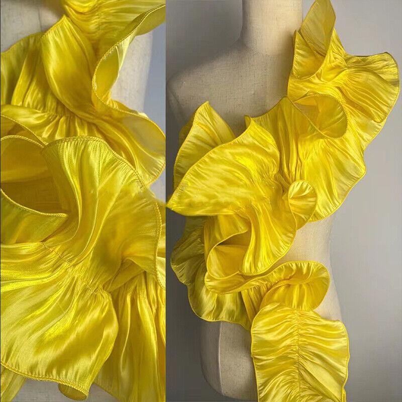 3Yard Glossy Big Wave Lace Trim Bright Silk Ruffle Fabric Applique DIY Cosplay Dance Perform Cosplay Sewing Accessories