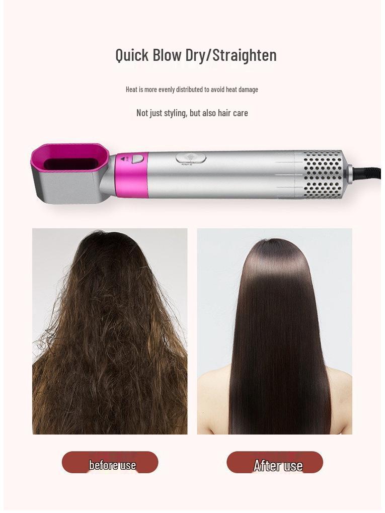 Five-in-One Brushless Negative Ion Hair Dryer & Styler: Comb, Straightener, Curler, Blow Comb