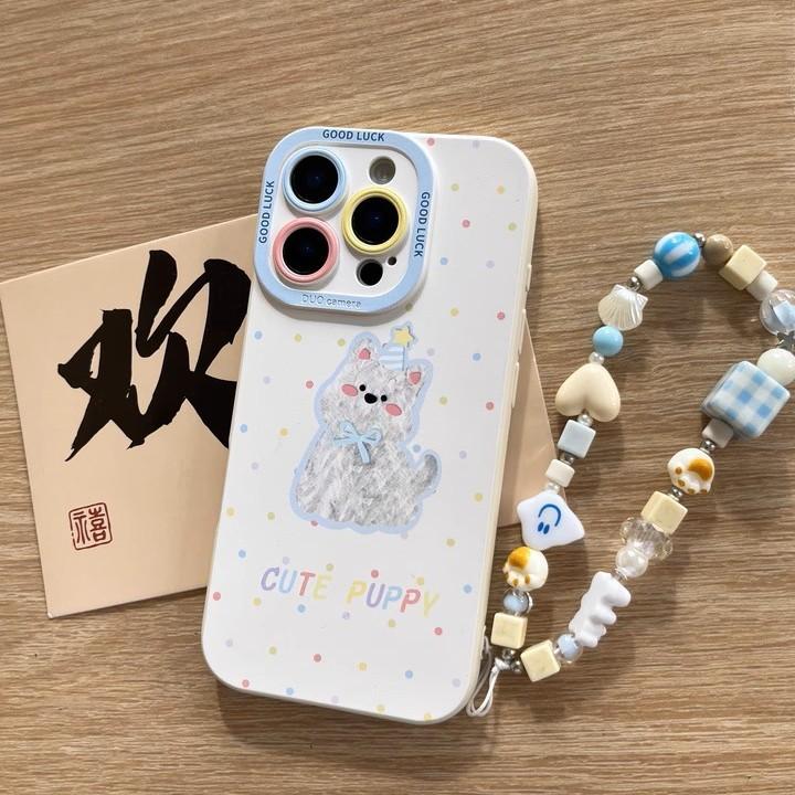 Polka Dot Puppy Apple 17Promax Mobile Phone Case 17Pro All-inclusive Anti-drop 17 Liquid Silicone Air Protective Case 16
