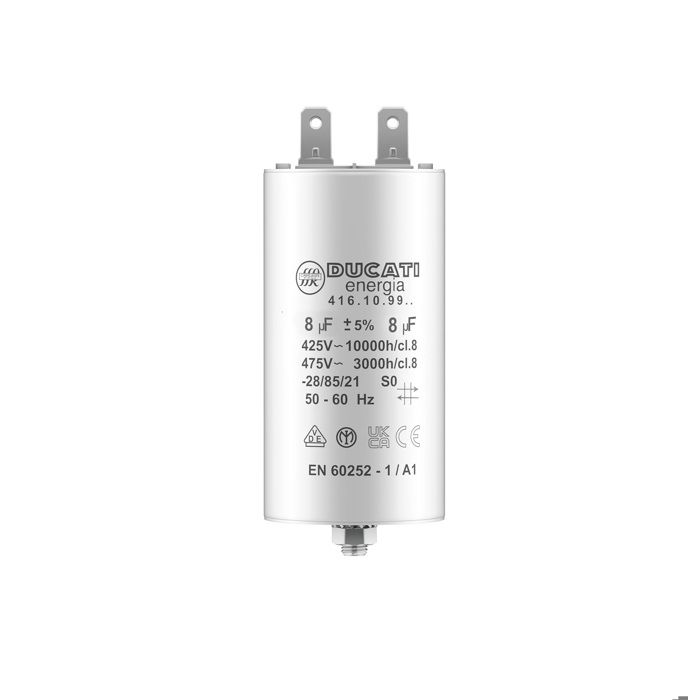 DUCATI ENERGIA Capacitor 8 uF for Single-Phase Motor Capacitor 8 Mf CBB65A-1