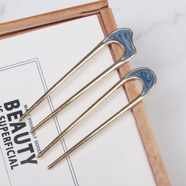 Elegance Women Bowknot U Shape Rhinestone Hairpins Metal Hair Sticks Hairclip Bridal Wedding Banquet Hair Accessories Headwear