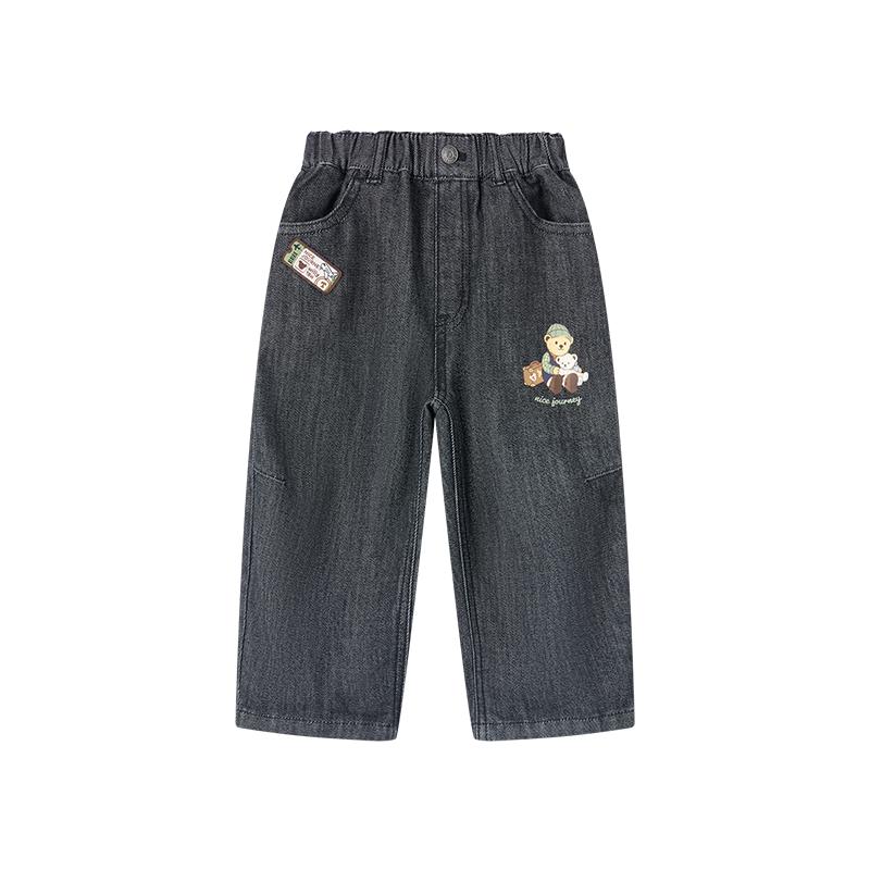 Teenie Weenie Kids Unisex Carrot Fit Printed Denim Jeans 110
