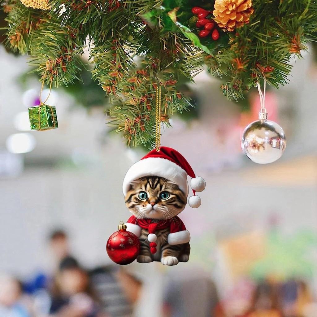 Cartoon Gift Cute With Cat Pattern Acrylic Pendant For Decoration Christmas