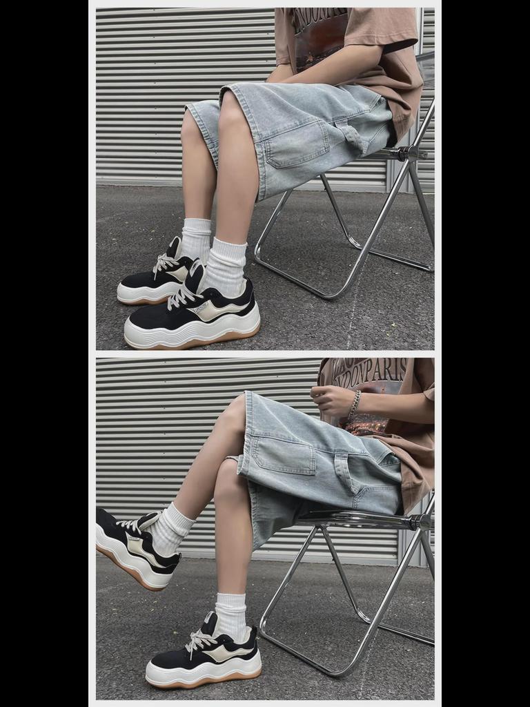 Męskie szorty dżinsowe hip-hopowe - luźny, prosty krój, jednolity kolor, swobodny styl na każdy mecz