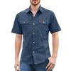 Men'S Shirt With Double Pockets Casual Short Sleeved Top Fashionable Cardigan