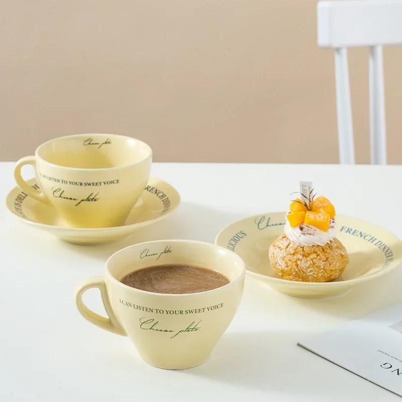 Ceramic Cup and Saucer Coffee Cup Set Milk Mug Dessert Plate Teaware Afternoon Tea Cup Drinkware Drinking Utensil Birthday Gift