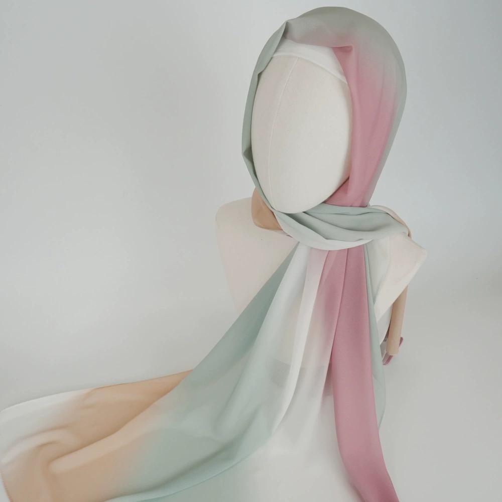 New Gradient Tie-dye Chiffon Hijab Scarf Headscarf Turbans for Women Chiffon Hijabs For Woman Shawls Headband Wrap Head Scarves