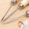 3Kinds Wooden Handle Leather Sewing Awl Set for Handmade Stitch DIY Craft Punching Accessories Shoe Repair Tool
