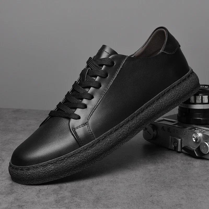 Men's genuine leather vulcanized shoes  luxury brand new designer sneakers fashion Tenis Masculino shoes casual sport shoes
