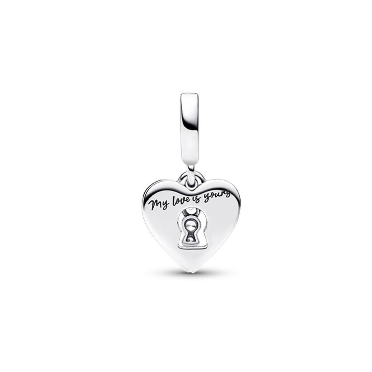 Pandora CP Lock Red Heart Lock Hole Two In One 925 Silver Pendant Unisex pendant 793119CO1