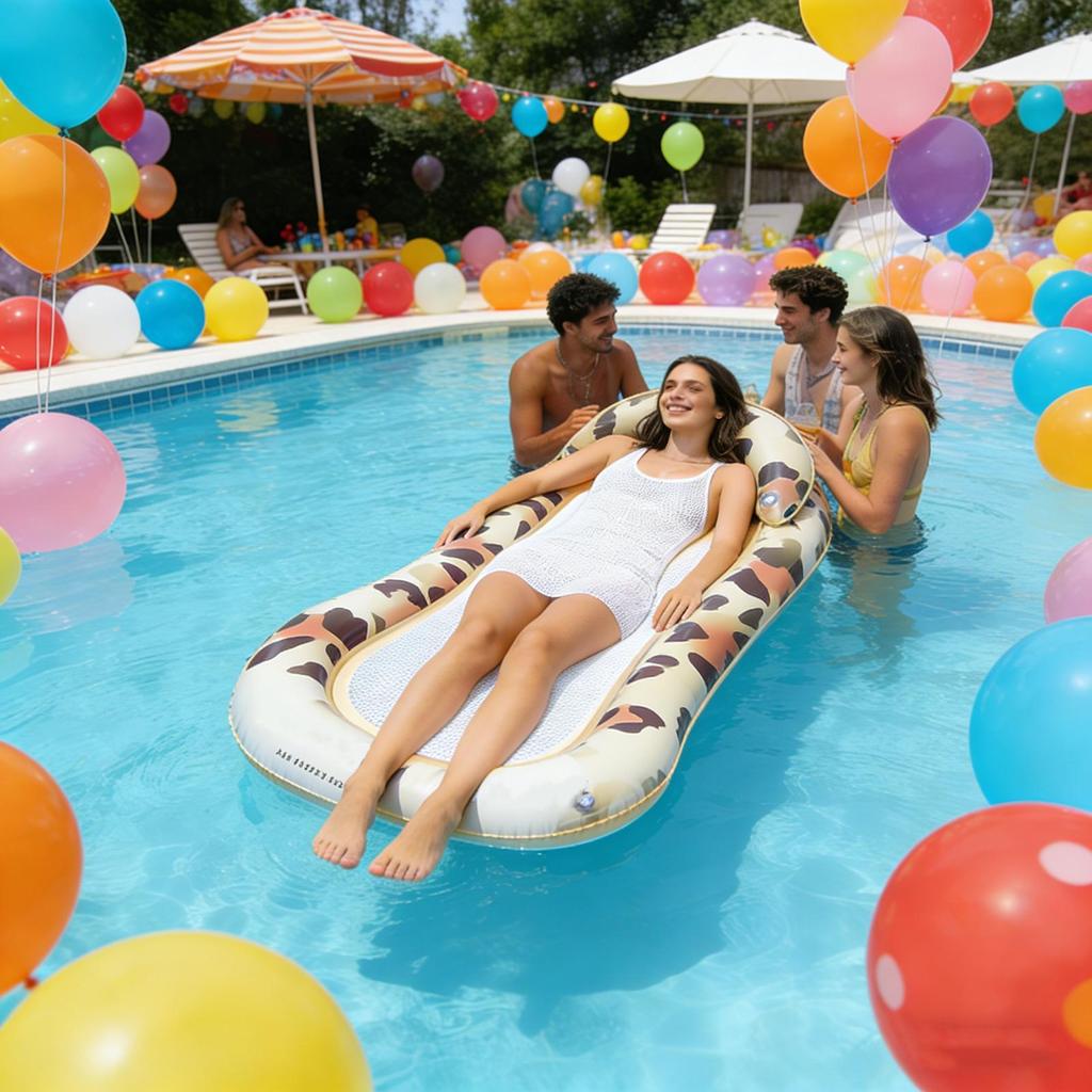 Inflatable Pool Float Mesh Bottom Relaxing Bed Inflatable Pool Lounger Float Recliner For Backyard Beach Party Lake Poolside
