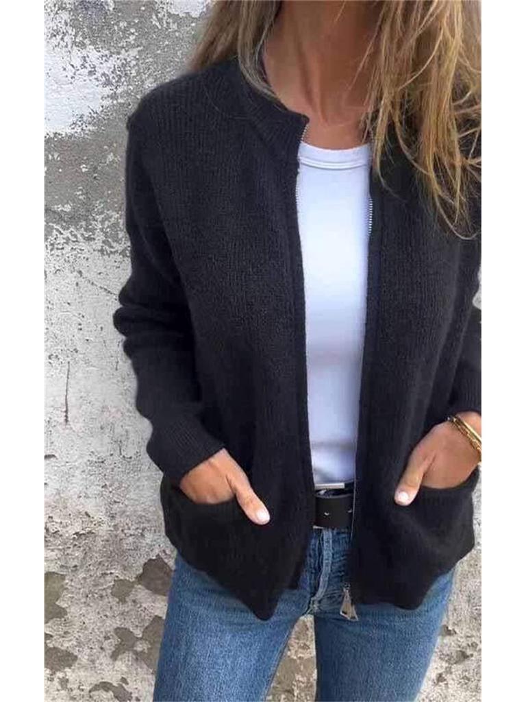 2024 Women's Autumn/Winter Bestseller Casual Stand-Up Collar Zipper Jacket with Pockets