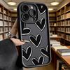 Black Brushstroke Hearts Soft TPU Phone Case for iPhone 17 16 15 14 13 12 11 Pro Max Plus Shockproof Anti-Slip Cover