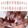 Rose Gold Press On Nail Featuring 3D Pearls Stars Metallic Outline Lightweight False Nail For Bridal Evening Occasions