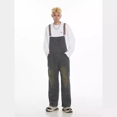 Used Retro Sling Jeans Herren und Damen Street Cleanfit Hip-Hop Farbverlauf Hübsch Werkzeug Overall