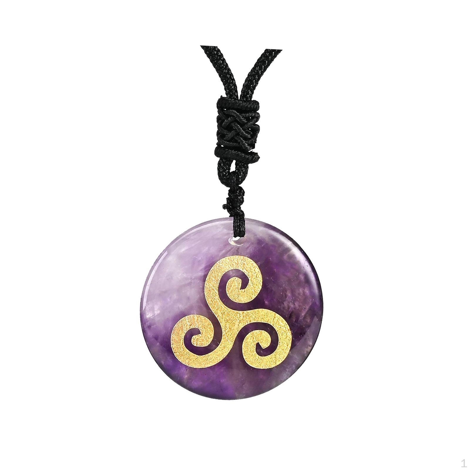 

Stone Pendant Necklace Charm Delicate Decoration Round for Party Birthday Purple