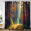Modern 3D Printing Forest Shower Curtain Green Plant Tree Landscape Bath Curtain With Hooks For Bathroom waterproof scenery
