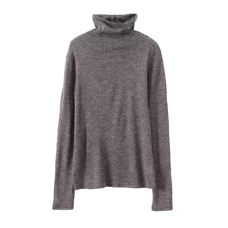 

Летняя женская полупрозрачная трикотажная майка с высоким воротом, длинный рукав Medium