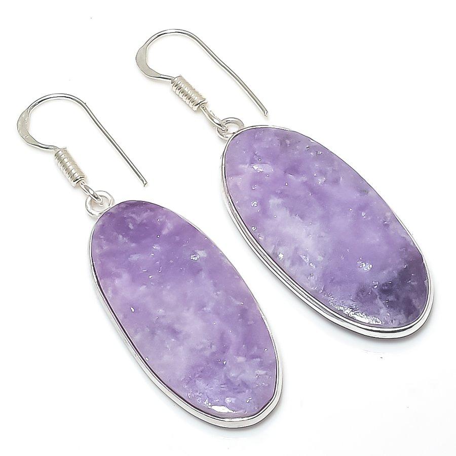 

Natural Lepidolite Gemstone 925 Sterling Silver Jewelry Earring 2.01 G8k63