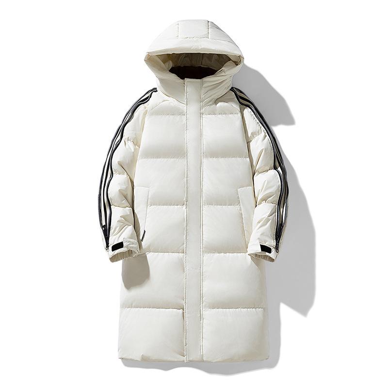Men's Loose Winter Jacket Mid-length Hooded Down Jacket Men's Winter Thickened Warm White Duck Down Cold-proof Men's Jacket
