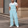 Men's Loose Fit Cargo Bib Overalls, Wide Leg Jumpsuit with Multi-Function Pockets