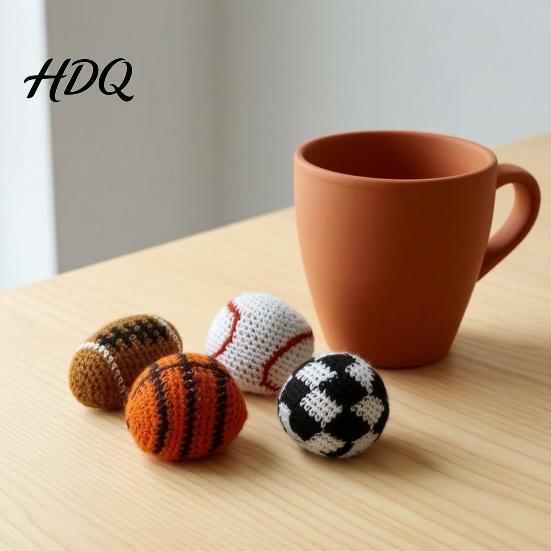 Motor Skills Development Toy 4Pcs Hand-Made Knitted Footbag Set Colorful Crochet for Adults & Beginners Balance Training Football Bag Juggling Balls