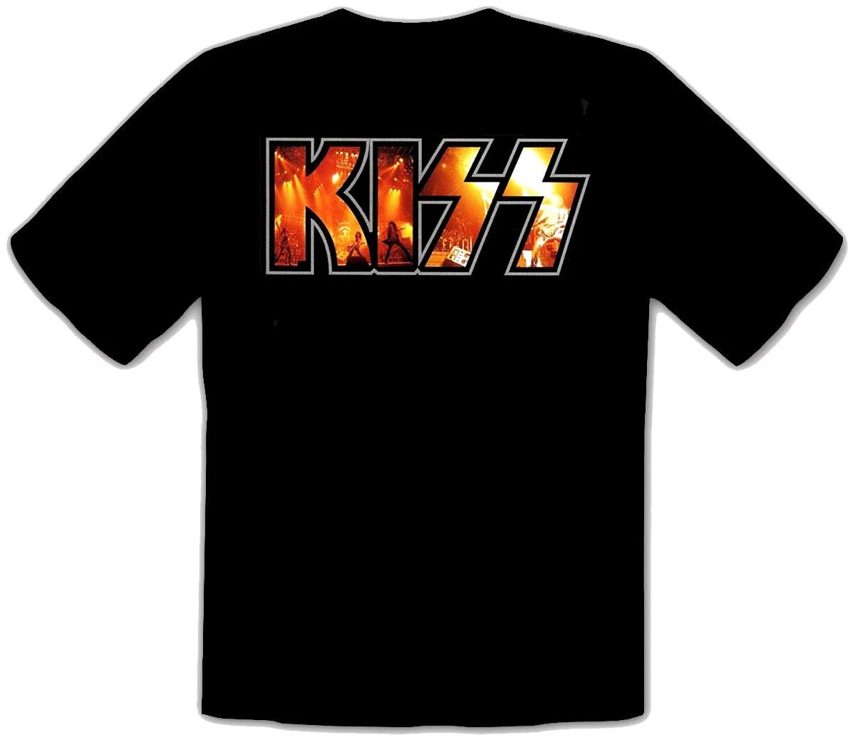 KISS Logo Rock Music Black 100% Cotton T-shirt Mens Tees Top -280- 2XL