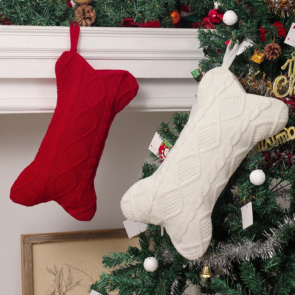 Large Dogs Cats Stockings Bone Shape Fireplace Hanging Socks  for Dogs Puppy Cats