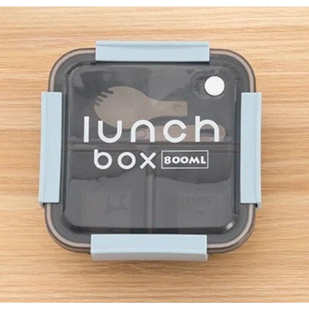 

800/1100ml Plastics Compartmented Lunch Box Microwave Safe Bento Box with Cutlery Food Storage for Student Worker Tableware