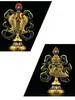 Tibetan Eight Auspicious Ornaments Painted Tibetan Engraved Treasures Statue Alloy Handicraft Buddhism Home Desktop Pendant 8pcs