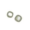 Big Opal Square Crystal Stud Earrings for Women Sweet Punk Simple Rhinestone Geometry Party Jewelry Girl Gift