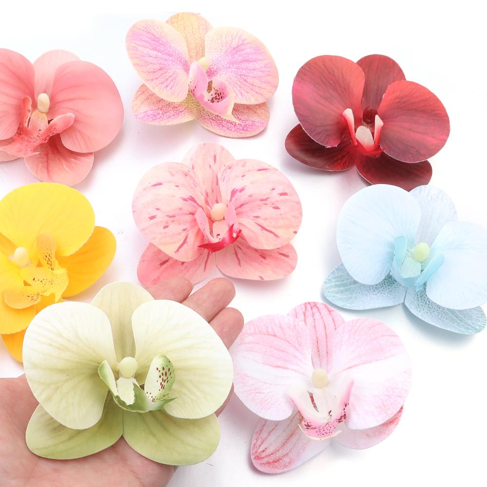 5/10Pcs Artificial Phalaenopsis 3D Small Butterfly Orchid Fake Flower Home Drapery Wall Wedding Decoration Festival Diy Wreath