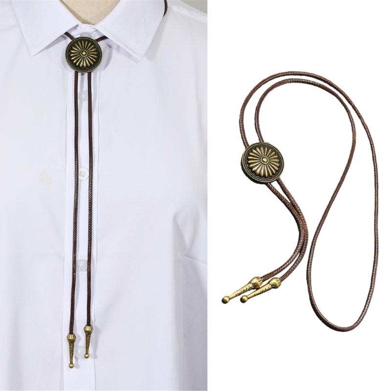 Stylish PU Leather Wax Rope Necklace Lightweight Bolo Tie Necktie Unisex Design For Everyday Casual Or Prom Occasion