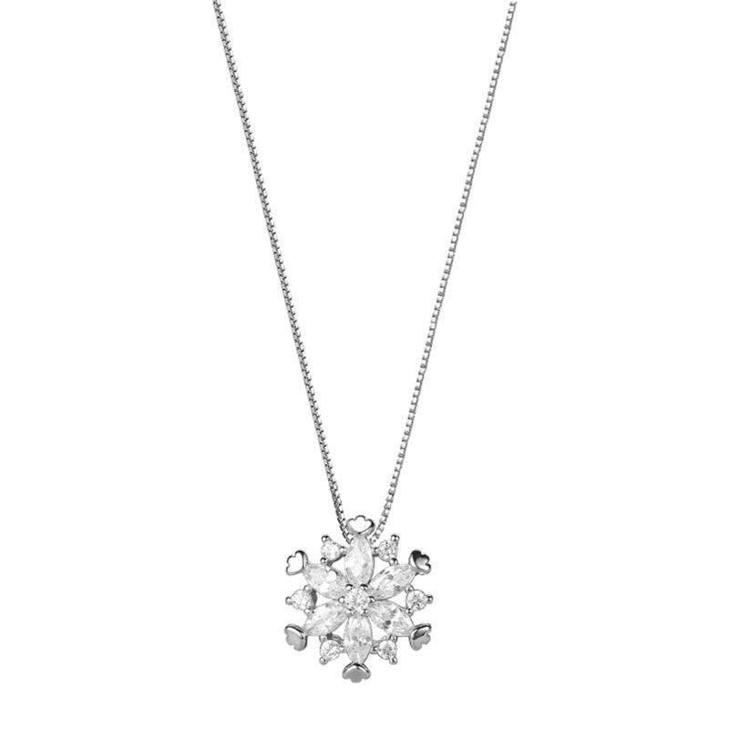 

Crystal Snow Flake Pendant Long Necklace for Women Sweater Chain Snowflake Necklace Choker Adjustable for Rhinestone Jew 1