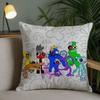 Cartoon-Spiel RRainbow Friends Kissenbezug Quadratisch Doppelseitiger Druck Sofakissenbezug Kissenbezug Schlafzimmer Nachttisch