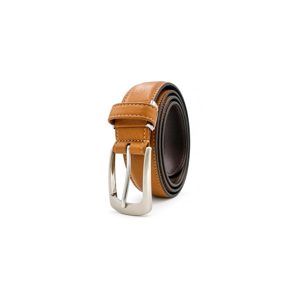 Iida Kobo Men's Leather Belt, Made in Japan, Business/Casual, Adjustable Size, 26 Camel
