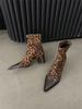 European and American Pointed High-heeled Short Boots 2025 New Autumn and Winter Niche Design Splicing Thin Boots Temperament Thick Heel Fashion Boots