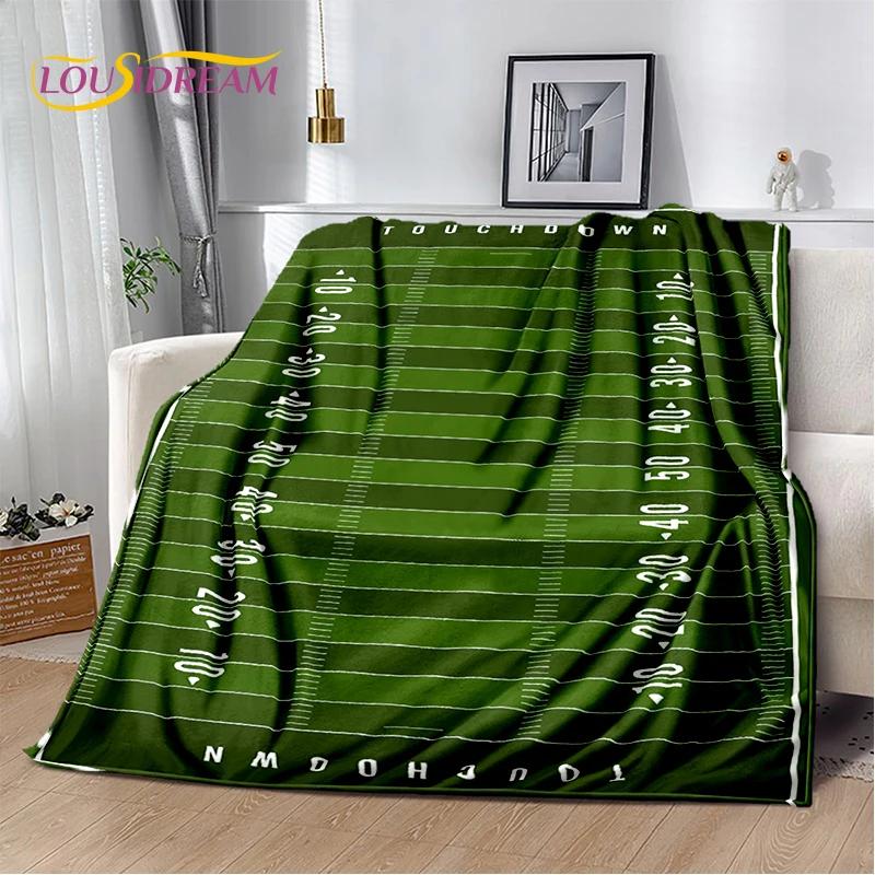 3D Rugby Field Rugby American Football Cartoon 2026 Soft Blanket,Soft Throw Blanket for Home Bedroom Bed Sofa Travel Cover Child
