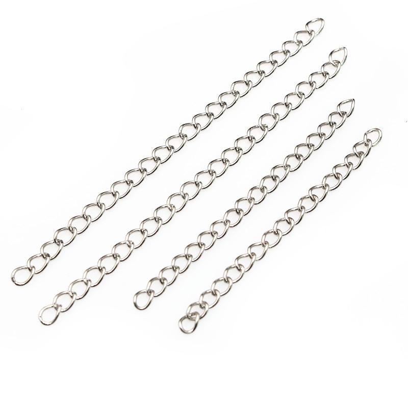 50pcs 4x3mm 5/7cm Stainless steel Gold Bulk Necklace Extension Chain Tail Extender Bracelet Chains For Jewelry Making Findings
