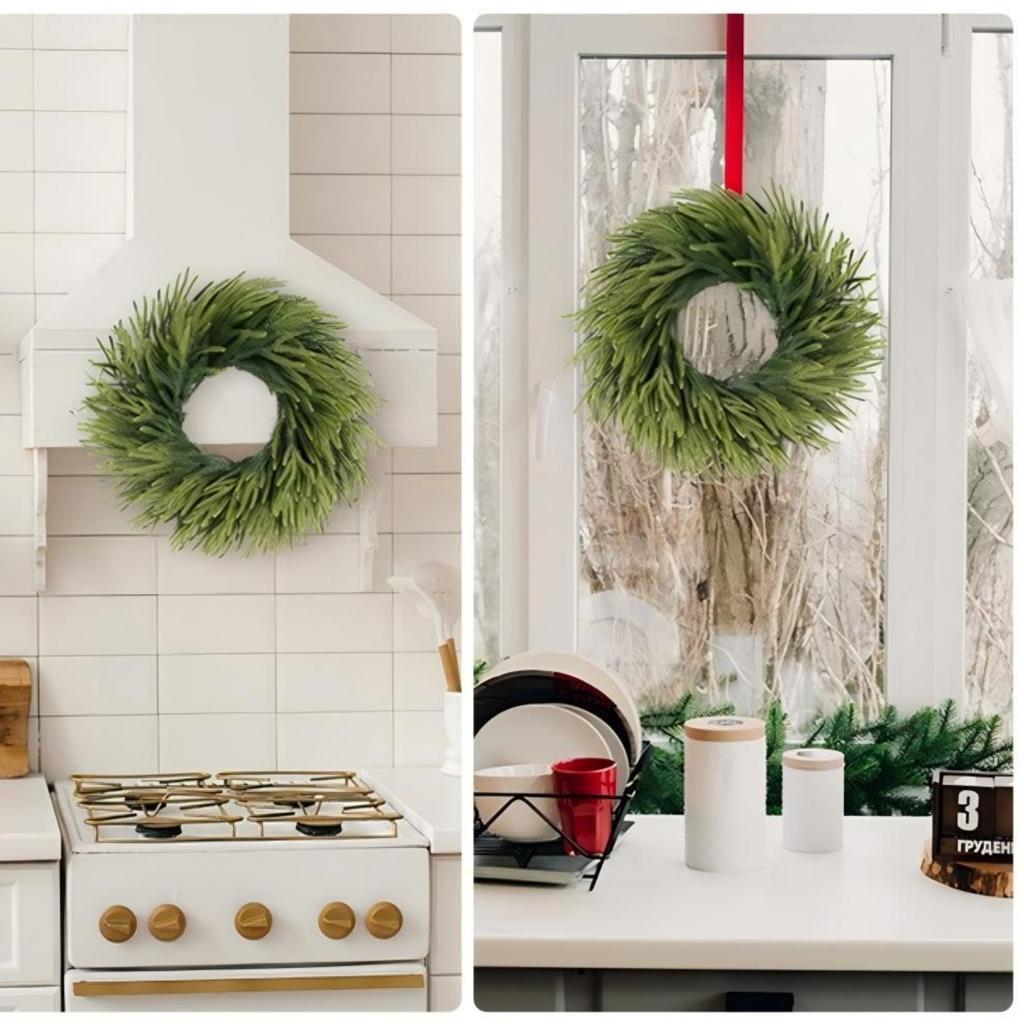 Coroană de Crăciun Norfolk PE Textură Cauciuc Moale Ace și Viță de Pin Decorațiune de Crăciun